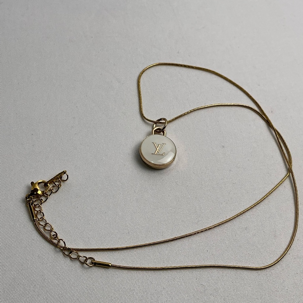 Louis Vuitton Gold and White Pendant Gold Necklace - Picture 1 of 5